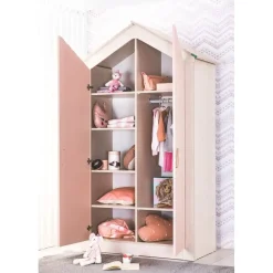 Cento Pink 2-deurs kledingkast huisje meisjeskamer