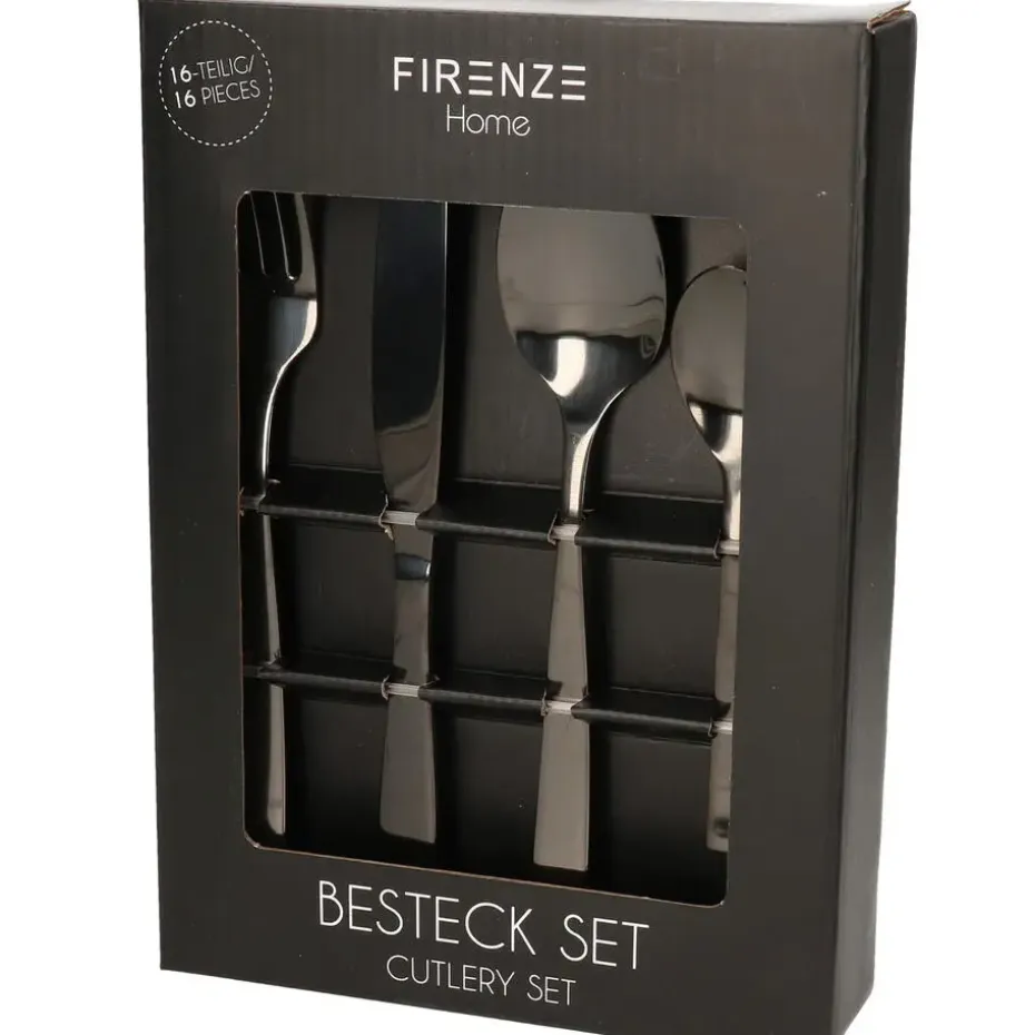 Cepewa Bestekset - 16-delig - RVS - mat zwart - 4 personen