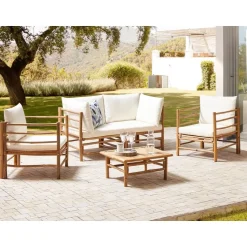 CERRETO - Loungeset 4-zits - Wit - Bamboehout