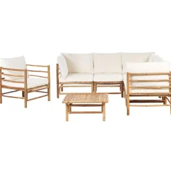 CERRETO - Loungeset 6-zits hoekbank - Wit - Bamboehout