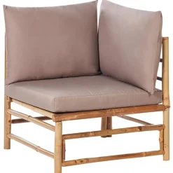 CERRETO - Loungeset 5-zits hoekbank - Taupe - Bamboehout