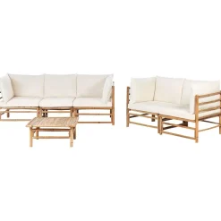 CERRETO - Loungeset 5-zits met salontafel - Wit - Bamboehout