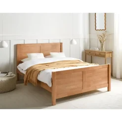 CHAMPAGNAT - Tweepersoonsbed - Lichtbruin - 140 x 200 cm - Rubberhout