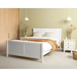 CHAMPAGNAT - Tweepersoonsbed - Wit - 140 x 200 cm - Rubberhout