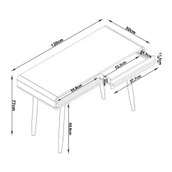 Chantal - Bureau met 2 laden grijs en zwart spaanplaat
