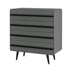 Chantal - Commode met 4 laden in grijszwarte spaanplaat