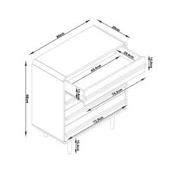 Chantal - Commode met 4 laden in grijszwarte spaanplaat