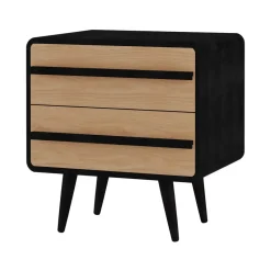 Chantal - Nachtkastje met 2 laden in eiken look / zwart