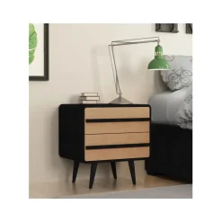 Chantal - Nachtkastje met 2 laden in eiken look / zwart