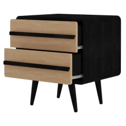 Chantal - Nachtkastje met 2 laden in eiken look / zwart