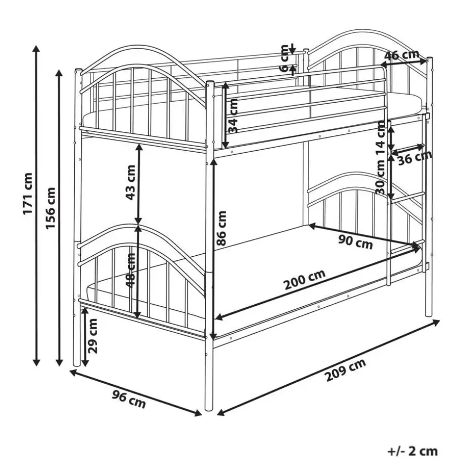 CHARTRES - Stapelbed - Wit - 90 x 200 cm - Metaal