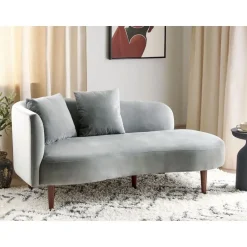 CHAUMONT - Chaise longue - Lichtgrijs - Linkerzijde - Fluweel