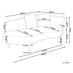CHAUMONT - Chaise longue - Crème - Rechterzijde - Fluweel