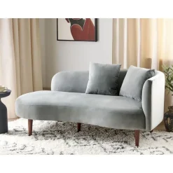 CHAUMONT - Chaise longue - Lichtgrijs - Rechterzijde - Fluweel