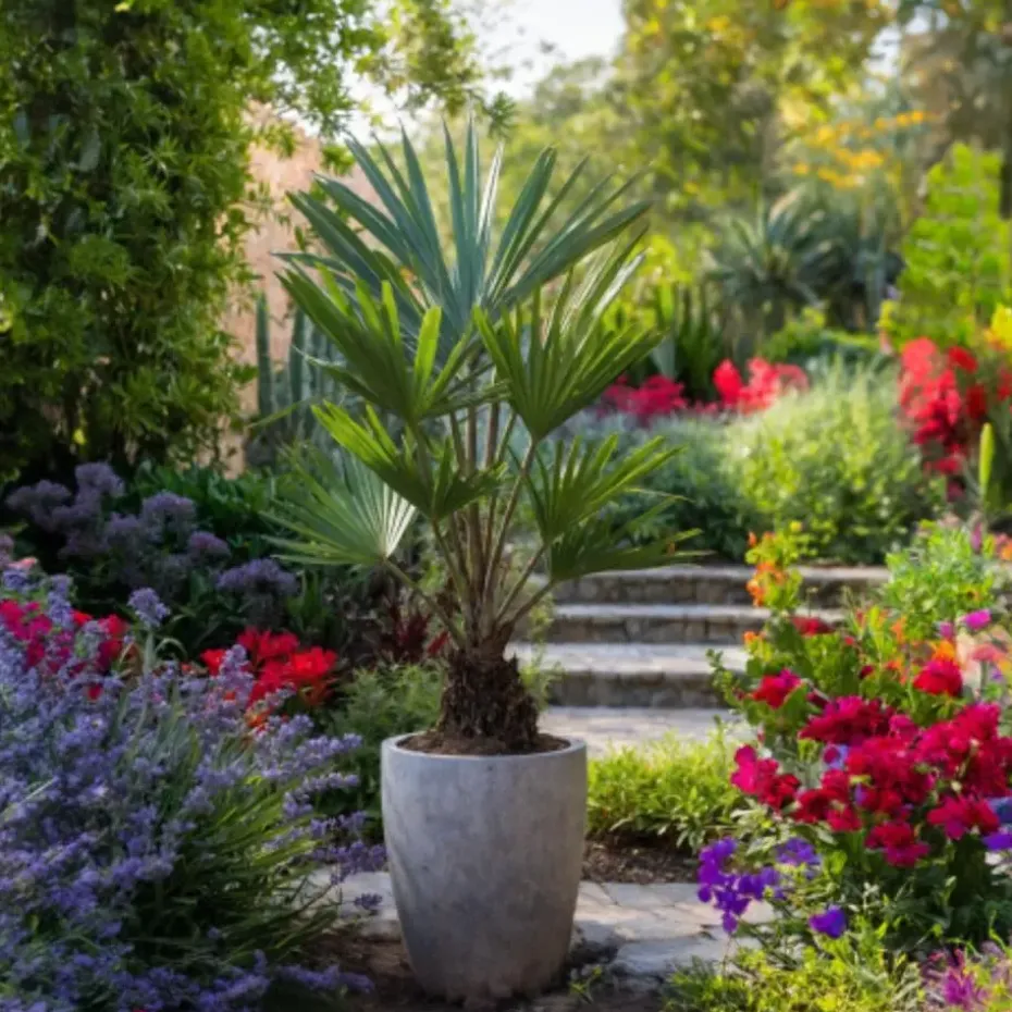 Chinese Waaierpalm - Set van 4 - Trachycarpus Fortunei - Hoogte 35-45cm - ⌀15cm