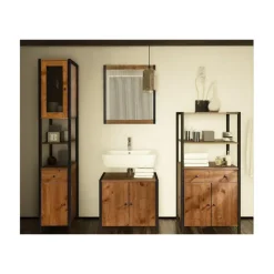 Chris - Badmeubel 61 cm 2-deurs eiken/zwart