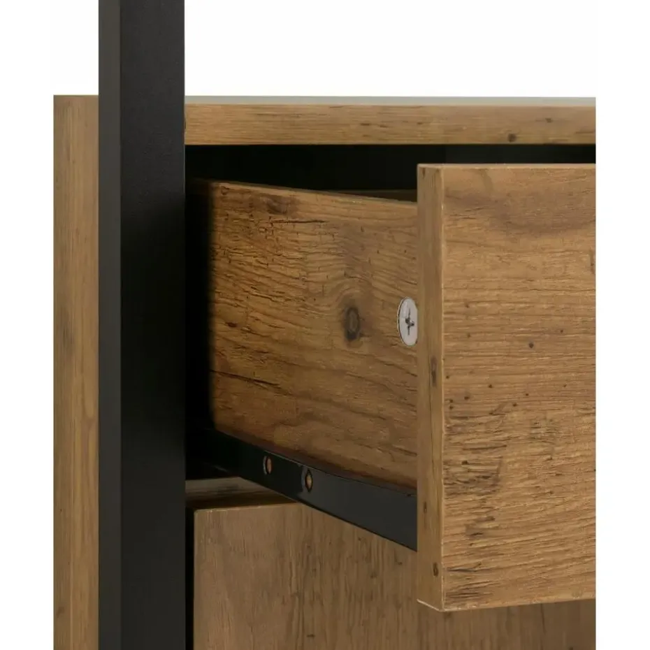 Chris - Kast 1 glazen deur, 1 spaanplaatdeur in eiken/zwart