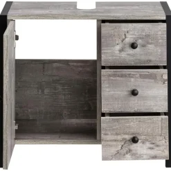 Chris - Onderkast 3 laden 1 deur beton/zwarte spaanplaat 60 cm