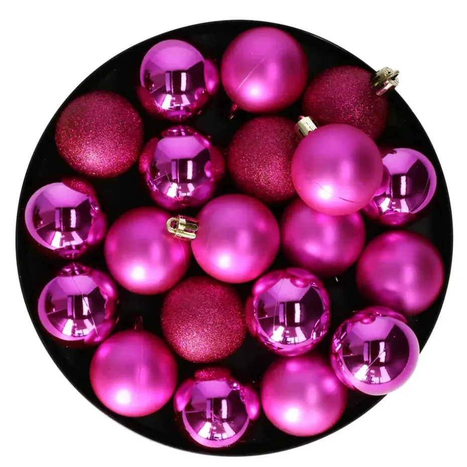 Christmas Decoration kerstballen - 20x st - 4 cm - fuchsia roze
