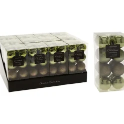 Christmas Decoration Kerstballen - 16st - kunststof - mix groen - 5cm