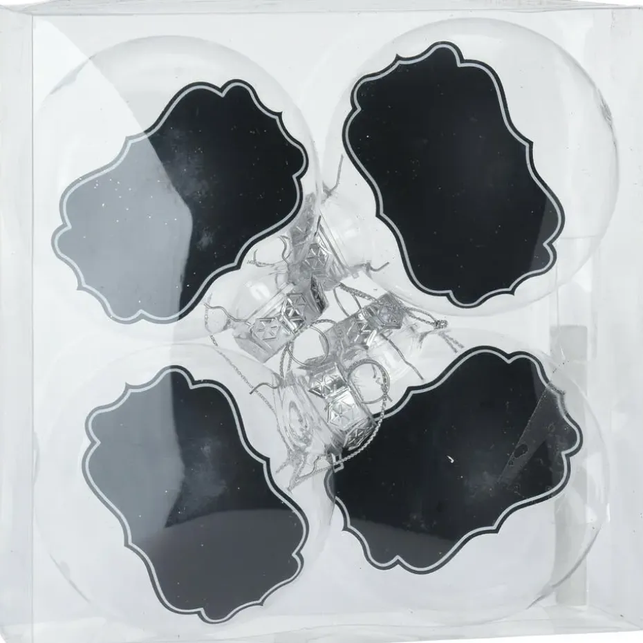 Christmas Decoration kerstballen met krijtvlak -4x 10cm -kunststo