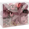Christmas Decorations kerstballen set - 54-dlg - roze - kunststof