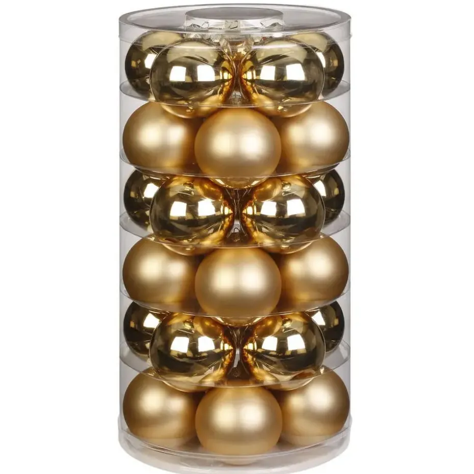 Christmas Goods Kerstballen set - 30x stuks - glas - goud - 6 cm