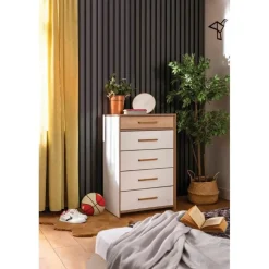 Cilek Modera hoge ladekast wit houtlook