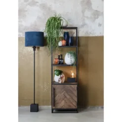 Cilinder Lampenkap Velours - Petrol Blue - Ø40x30cm