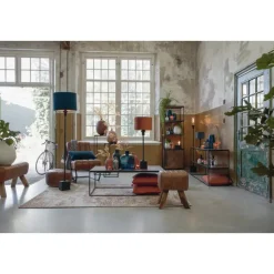 Cilinder Lampenkap Velours - Petrol Blue - Ø35x30cm