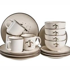 CINNAMON - 16-delige serviesset - Gebroken wit - Steengoed