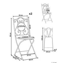 CIVITA - Tuinstoel set van 2 - Zwart - Metaal