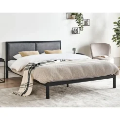 CLAMART - Tweepersoonsbed - Zwart/Grijs - 140 x 200 cm - Metaal