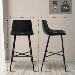 CLP Barkruk Altona zwart Frame - Fluweel - zwart