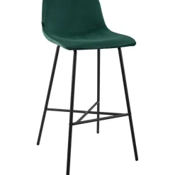 CLP Barkruk Altona zwart Frame - Fluweel - groen