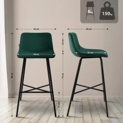 CLP Barkruk Altona zwart Frame - Fluweel - groen