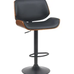 CLP Barkruk Beverley zwart Frame - Metaal - walnoot/zwart