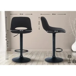 CLP Barkruk Camden Fluweel - zwart