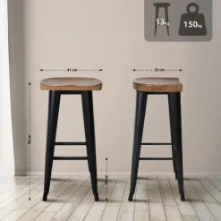 CLP Barkruk Clara zwart Frame - Hout - zwart