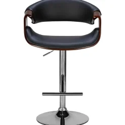 CLP Barkruk Foley chroom Frame - Kunstleer - walnoot/zwart