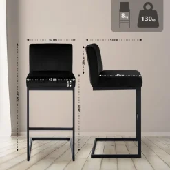 CLP Barkruk Hopewell zwart Frame - Fluweel - zwart