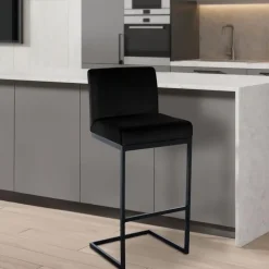 CLP Barkruk Hopewell zwart Frame - Fluweel - zwart