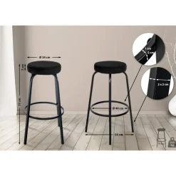 CLP Barkruk Kamari mat zwart Frame - Fluweel - zwart