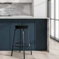 CLP Barkruk Kamari mat zwart Frame - Fluweel - zwart