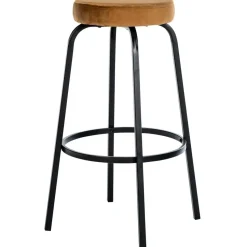 CLP Barkruk Kamari mat zwart Frame - Fluweel - koffie