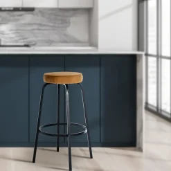 CLP Barkruk Kamari mat zwart Frame - Fluweel - koffie