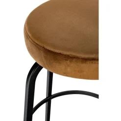 CLP Barkruk Kamari mat zwart Frame - Fluweel - koffie