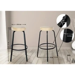 CLP Barkruk Kamari mat zwart Frame - Kunstleer - creme