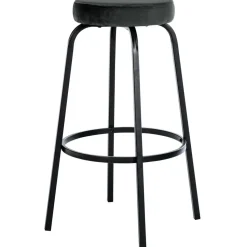 CLP Barkruk Kamari mat zwart Frame - Fluweel - donkergrijs