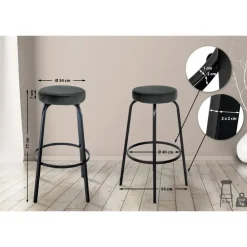 CLP Barkruk Kamari mat zwart Frame - Fluweel - donkergrijs